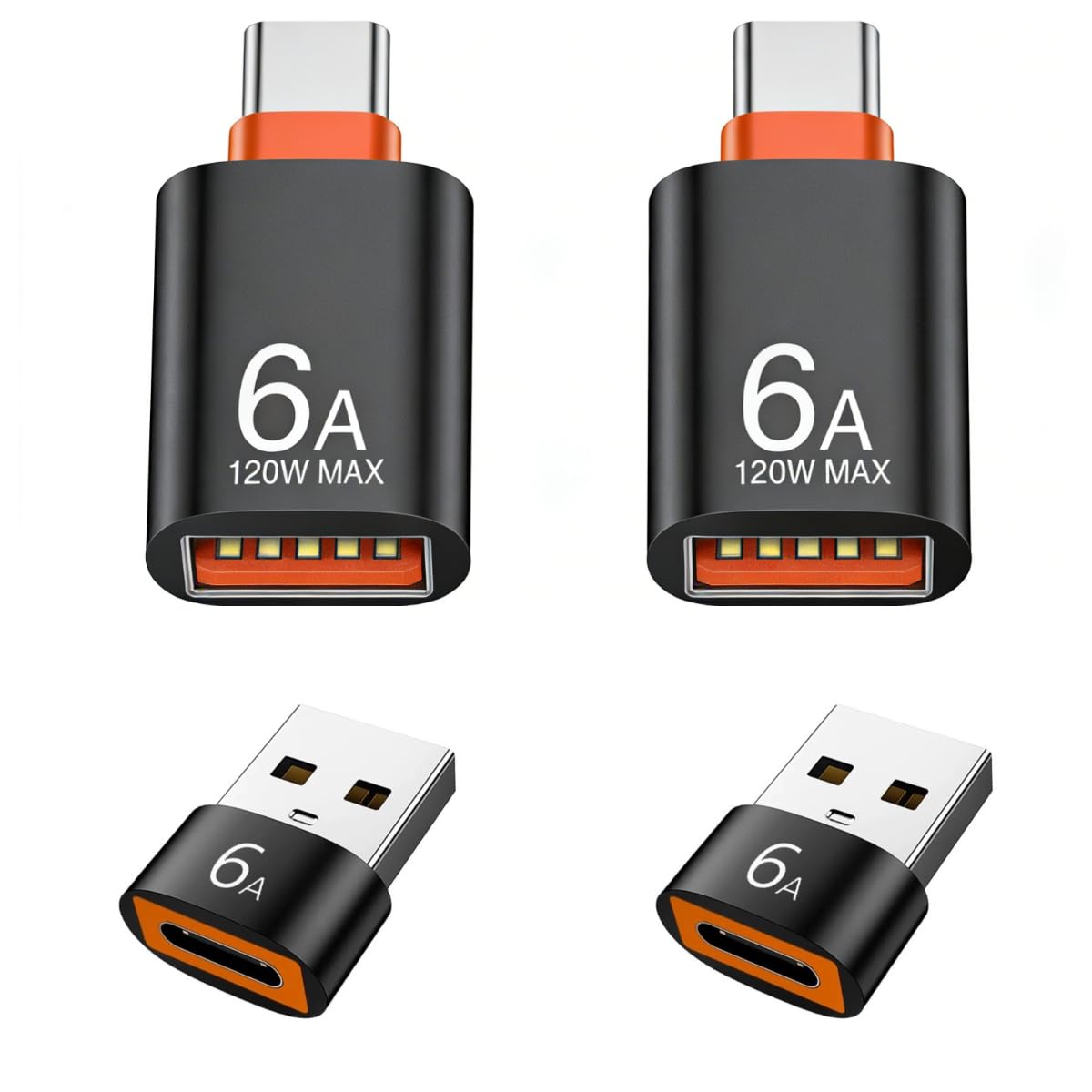 Adapter USB na USB C, 4 sztuki, adapter USB A na C, gniazdo na wtyczkę do Samsung Galaxy, MacBook Pro, telefon komórkowy, PC
