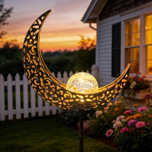 Homeimpro Moon Solar Lights Outdoor Garden Decor Gifts for Mom Women,Waterproof Stakes...