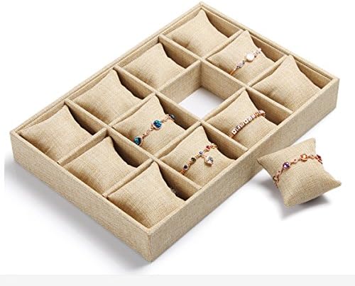 BOCAR Sackcloth Bracelet Bangle Watch Display Showcase Organizer Holder with 12 Pillow (LP-12ZT)