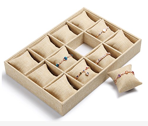 Bocar Sackcloth Bracelet Bangle Watch Display Showcase Organizer Holder With 12 Pillow (Lp-12Zt) #TOP1