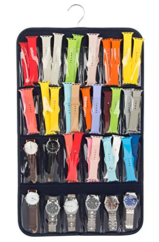 Watch Band Holder, Hanging Watch Strap Holder Compatible with Watches, Watch Band Storage Organizer Stores 48 Watch Bands, or Organizer for 24 Watches. (felt material-navy blue) Watch Band Holder, Hanging Watch Strap Holder Compatible with Watches, Watch Band Storage Organizer Stores 48 Watch Bands, or Organizer for 24 Watches. (felt material-navy blue)