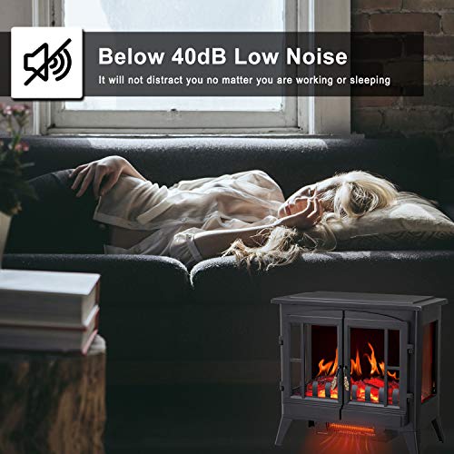 Image of R.W.FLAME Electric Fireplace Infrared Stove Heater, 23 inch Freestanding Fireplace Heater, 3D Realistic Flame Effects, Adjustable Brightness and Heating Mode, Overheating Safe Design, 1000W /1500W, Black