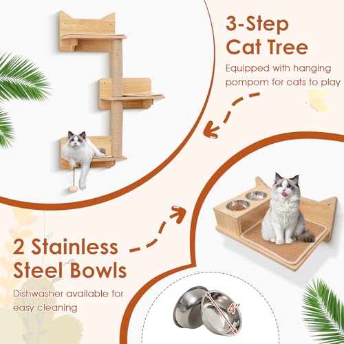 Juego de 6 Estantes de Pared para Gatos con Hamaca y Rascador miniatura 5
