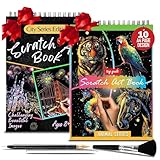 2-Pack Animals & City Scratch Art Book for Adults - Colorful Animal Series Scratch Art | Scratch Painting Foil Art for Adults | Scratch and Sketch Animal & City Series Books