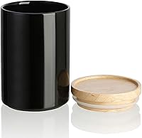 Vista 15 de SWEEJAR – Recipiente de cerámica para almacenamiento de alimentos, recipientes apilables con tapa hermética de madera para servir café molido, té