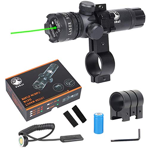 Vokul Shockproof 532nm Tactical Green Dot Laser Sight Rifle Gun Scope w/ Rail & Barrel Mount Cap Pressure Switch