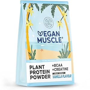 Vegan Muscle Proteine poeder Vanille – Met Creatine en BCAA – Eiwitpoeder goed als maaltijdshake of ontbijtshake – Plantaardige Proteine Shake van gekiemde zaden – 600 gram voor 15 shakes of porties