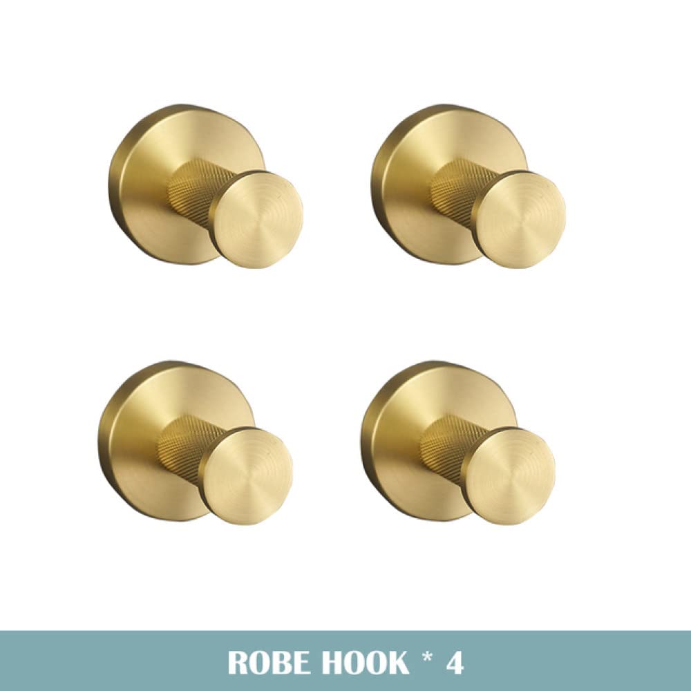 4-teiliges Badezimmer-Set Gebürstetes Gold – Verstellbare Handtuchstange, Toilettenpapierhalter, Handtuchring, Haken