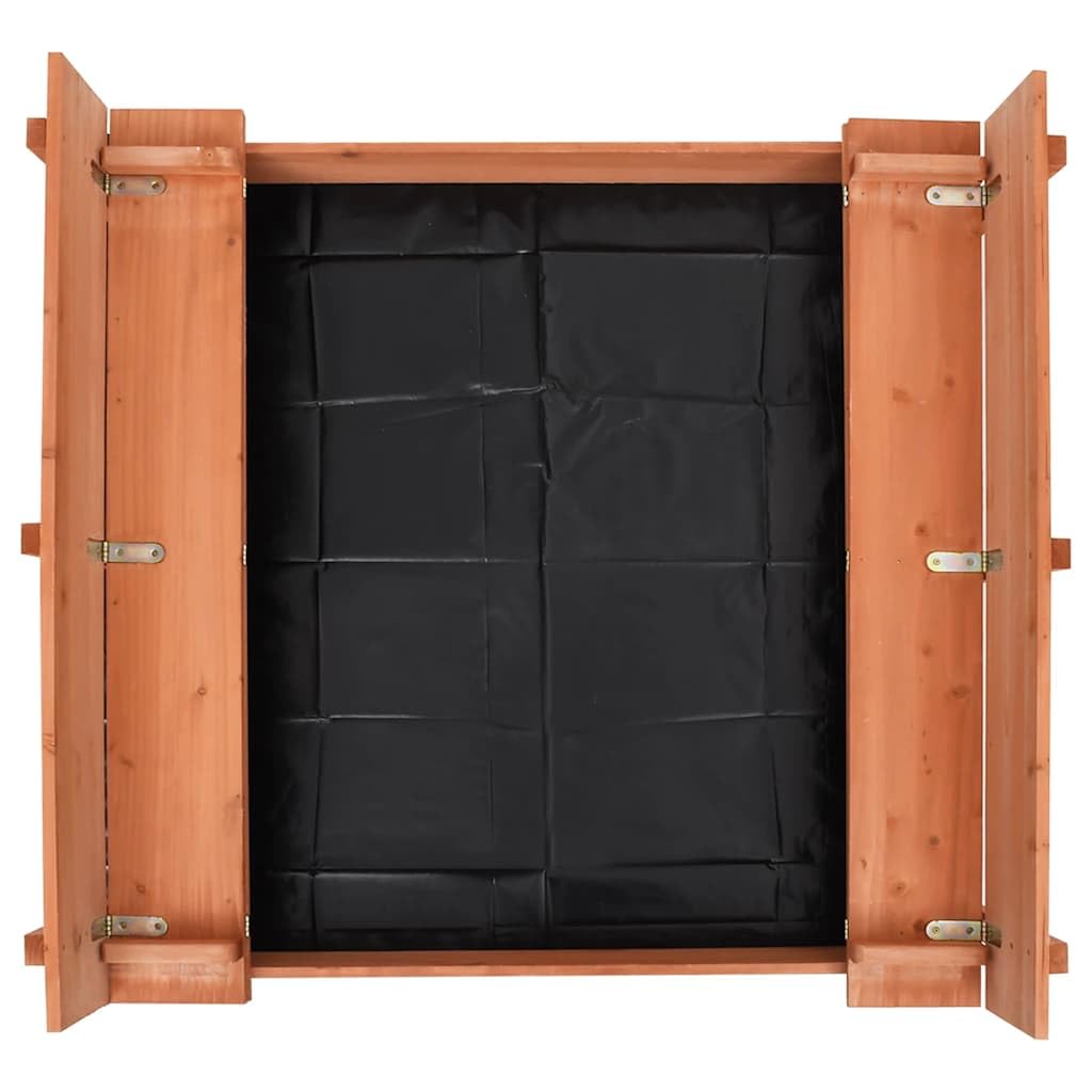 Mangloder Sandkasten aus Tannenholz 95x90x15 cm für Kinder Outdoor Gartenspielzeug mit Abdeckung und Sitzbank, Robustes Holz, inklusive Nylonfolie, ideal zum Buddeln, Bauen und Spielen im Garten
