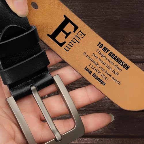 To My Grandson, I Hope Every Time You Wear This Belt It Reminds You How Much I Love You, Belt for Grandson from Grandma, Father's Day Grandson Engraved Leather Belt, Grandson Gifts from Grandma3