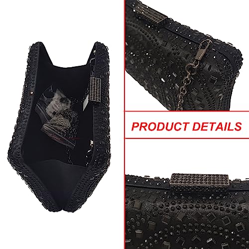 Image of Crystal Box Clutch Rhinestone Handbags For Women Party Purse Wedding Evening Bag