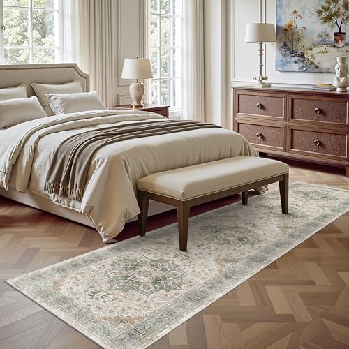 Madane Runner Rugs for Hallway 2x10 Long Washable Non-Slip Hallway Runner Rug Low-Pile Stair Kitchen Runner Soft Throw Carpet for Entrance Living Dining Laundry Room (Light Taupe Brown, 2 x 10)