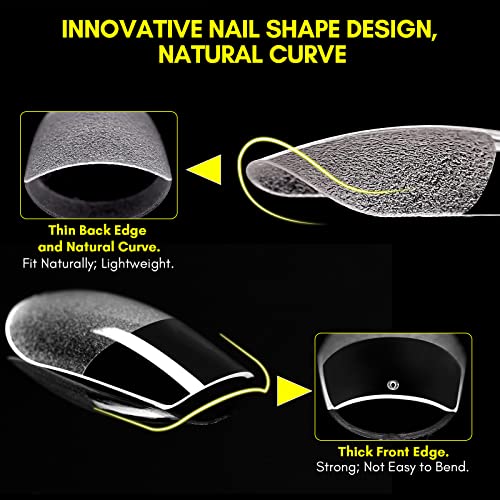 Makartt 504Pcs Soft Gel Nails Pre-Buff Full Cover Nail Tips, Medium Square False Gelly Tips Press On Nails Matte Fake Nail Clear Acrylic Nails No Crease 12 Sizes Nail Supplies For Salons Diy Nail Art #TOP4