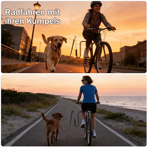 MRWiZMS Fahrrad Hundeleine,180°Fahrradleine Hund, Abnehmbar HäNde Frei Fahrrad-Hundeleine, Pet Exerciser für Gassigehen, Laufen, Radfahren, Fahrrad FüHrleine für Hunde