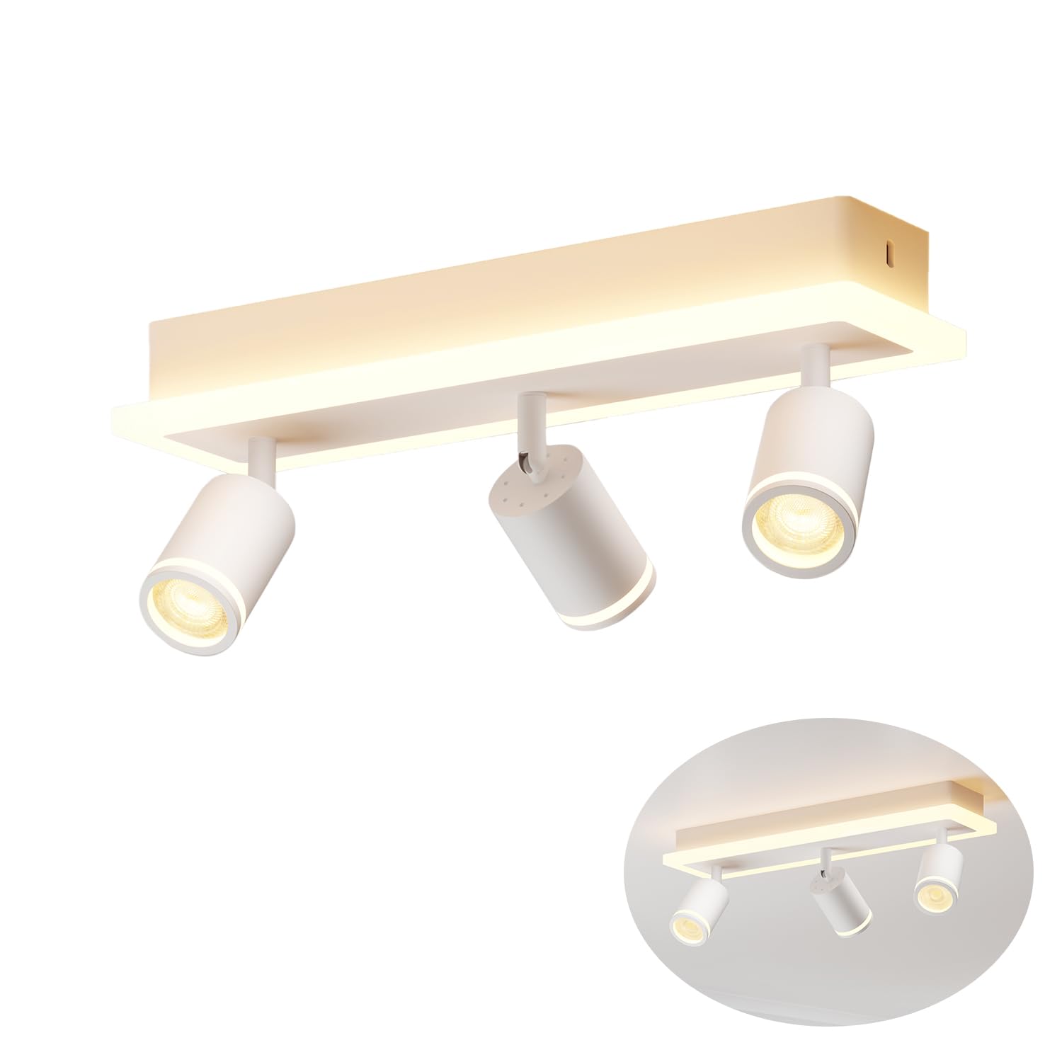 LVWIT Weiß Deckenstrahler 3 Flammig Schwenkbar 350° LED Deckenleuchte Weiß GU10 Deckenspot Strahler Modern Deckenlampe Spot Spotleuchte für Küche, Flur, Wohnzimmer (Ohne Leuchtmittel)