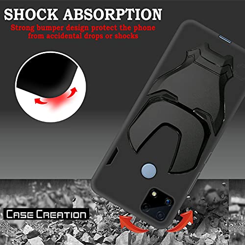 Image of COVERLY Official 3D Smooth Feel Avengers Logo Mask Soft Rugged Grip TPU Silicone Iron Man Engraved Cartoon Movie Engraved Silicone Rubber Matte Strong Back Cover for Realme C25 (6.50 inch) - Black