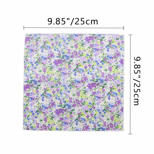 Image of Floral Pocket Squares for Men with Holder Printed Flower Mens Handkerchief Cotton Suit Pocket Hanky for Wedding