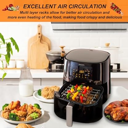 YQL 20,5cm Airfryer zubehör Quadrat für Heißluftfritteuse 5,5L-8L, Heißluftfritteuse Zubehör für Russell Hobbs Airfryer 8L/ Philips Airfryer XL/XXL/Ninja AF180DE/ COSORI Turboblaze Air Fryer – Bild 8