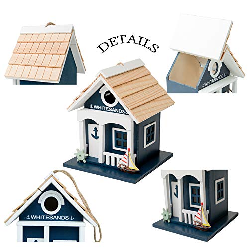 MEWANG Hanging Colourful Birdhouse Outdoor Beach Bird House Condo Wooden Green Height 9.1" - Thumbnail 5