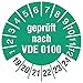 Produktbild 1000 Stück Prüfplaketten 30 mm Prüfeketten Geprüft nach VDE 0100 2019-2024 Rollenware stark haftend
