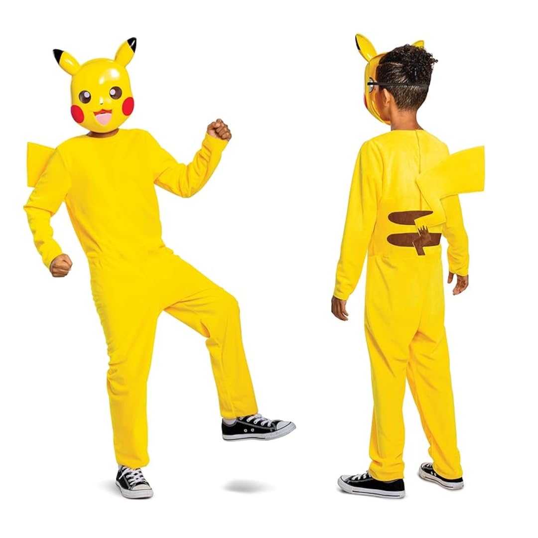 Disguise Pokémon Pikachu Fancy Dress for Kids, Officially Licensed Product, Quality Construction and Detailed Design, Classic Pikachu Dress Up for Boys, For 10-12 Years