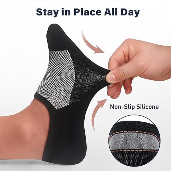 3 Pairs No Show Men Socks,Low Cut Ankle Sock,Men Short Socks Casual Cotton Socks with Non Slip Grips4