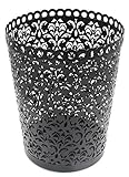 EasyPag 2 PC Office Trash Can Hollow Flower Pattern Wastebasket 7.25 x 9 x 11.75 inch, Black