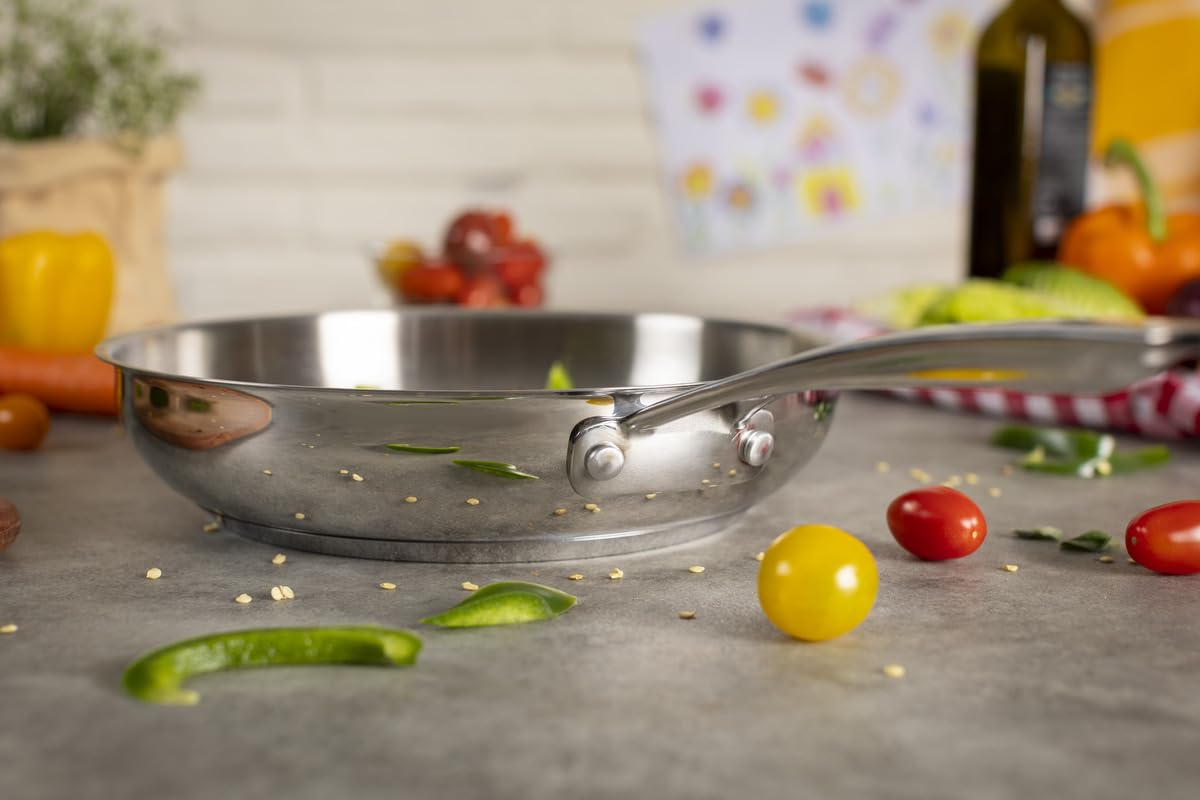Kuhn Rikon Allround - Sartén de inducción apta para horno, sin revestimiento, acero inoxidable, color plateado (32 cm)