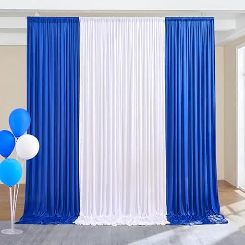10×10 FT Wrinkle Free White Royal Backdrop Curtains for Parties, 4 Panels 2.5×10ft Wrinkle Free Soft Polyester Drapes for Backdrop Decor Themed Party Baby Shower Photo Background Curtain Cover