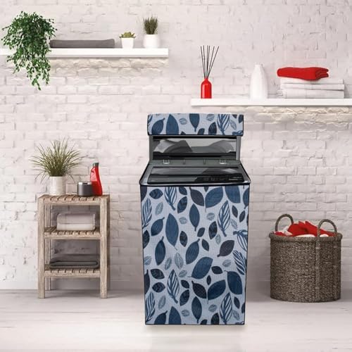 Image of The Furnishing Tree PVC Washing Machine Cover Compatible for Whirlpool 8 KG Fully-Automatic Top Loading SW Royal Plus H 8 KG, Washing Machine Waterproof and dustproof, Ditzy Pattern Grey