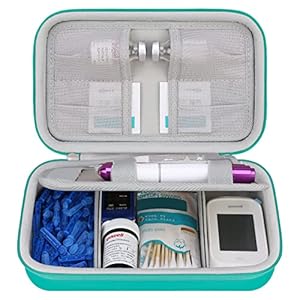 Diabetic Supplies Travel Case, Glucose Meter Portable Storage Bag, Insulin Pen and Medication Carrying Case for Glucose Meters, Insulin Pen, Test Strips, Lancets, Syringe, Needles, Turquoise