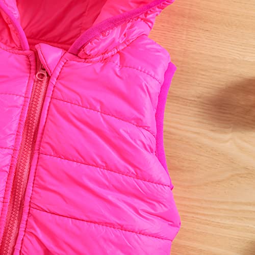 Lopjgh Toddler Baby Boys Girls Jacket Coats Bear Ears Hooded Solid Color Puffer Warm Down Coat Winter Outerwear (Pink Vest, 5-6 Years) #TOP4