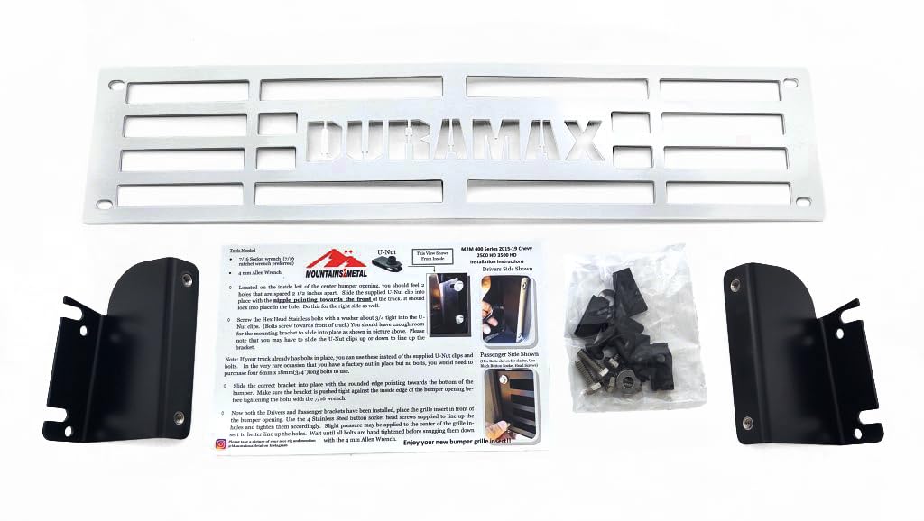 Duramax Powder Coated White Stainless Steel Compatible with 2015-2019 Chevy Silverado 2500 3500 HD M2M #400-60-1-W