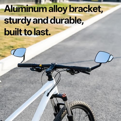 Espejo retrovisor para bicicleta de aleación de aluminio con lente claro de gran angular 7