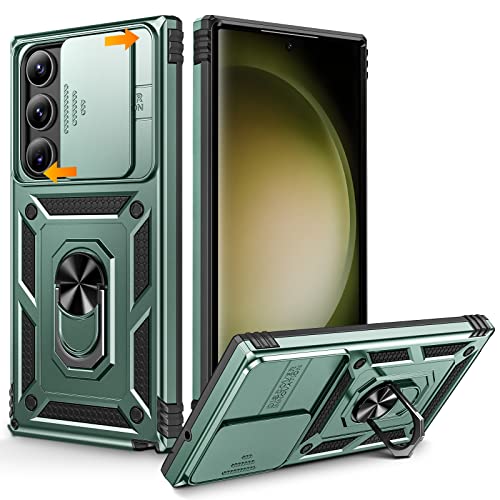 Goton For S23 Ultra Case With Camera Cover, Kickstand Heavy Duty Military Grade Shockproof Rugged Bumper For Samsung Galaxy S23 Ultra Accessories Green #TOP14