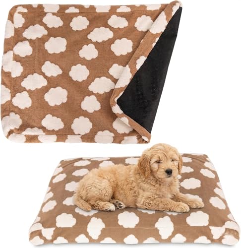 Image of Faux Fur Dog Bed Covers - Ultra Soft Rose Velvet, Removable & Washable, Cozy & Durable,Large Pet Bed Cover Only (No Filling) - Gray, (Cloud Coffee Brown, Small(30.0 inch L x 20.0 inch W x 4.0 inch Th))