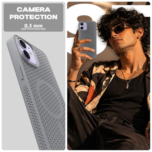 Image of Pikkme Back Cover for iPhone 12 /12 Pro | Honeycomb Cooling Design | Silicone Heat Dissipation | Mag-Safe Compatible | Shockproof Camera Protection Bumper Case (Grey)
