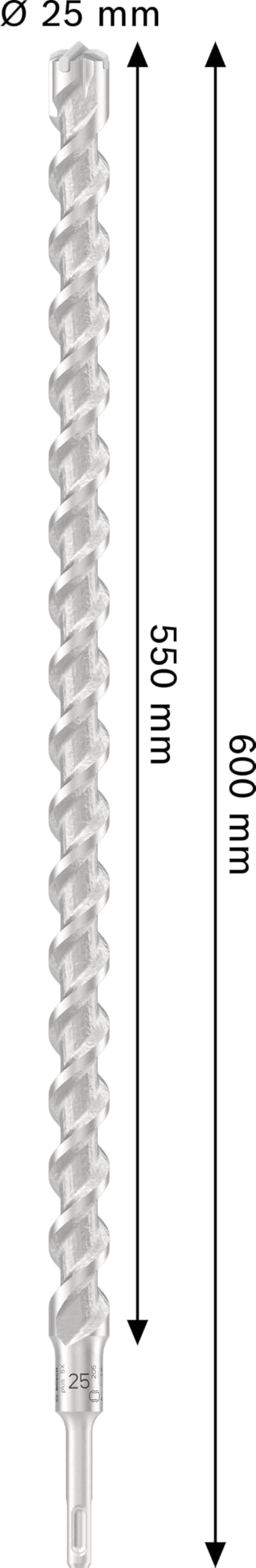 Bosch 1x Punta per martelli PRO SDS plus-5X (per Calcestruzzo armato, Calcestruzzo, Ø 25,00 mm, Professional Accessorio Martello perforatore)
