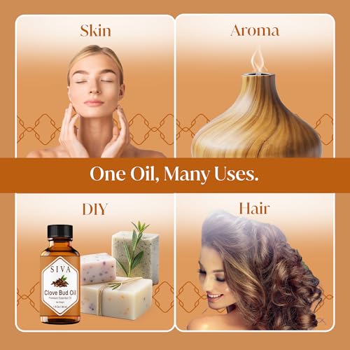 Image of Siva Clove Bud Essential Oil 1 Fl Oz - for Diffuser, Skin & Hair Care - Ideal for Massage & DIY Blends- with Dropper