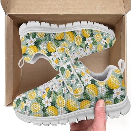Boys Girls Shoes Kids Sneakers Athletic Running School Shoes for Little Kid/Big Kid Lemon Floral Pattern2
