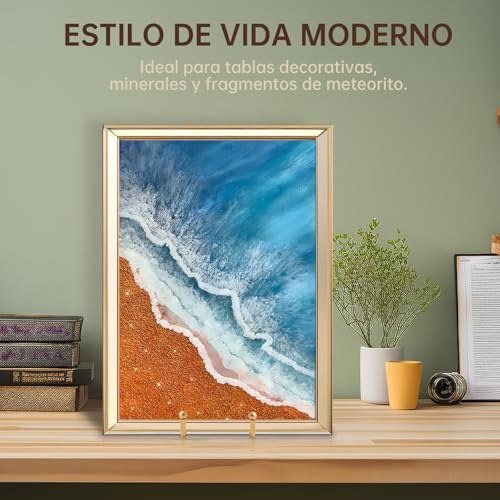 Miniatura 4 de Soporte Para Platos Decorativos Grandes - Soporte De Caballete Para Expositor Mesa - Soportes Metalicos Para Placas Pesados Cuadros Marcos De Fotos Libros Lienzos - Dorado - 2 Piezas - 30,5 Cm