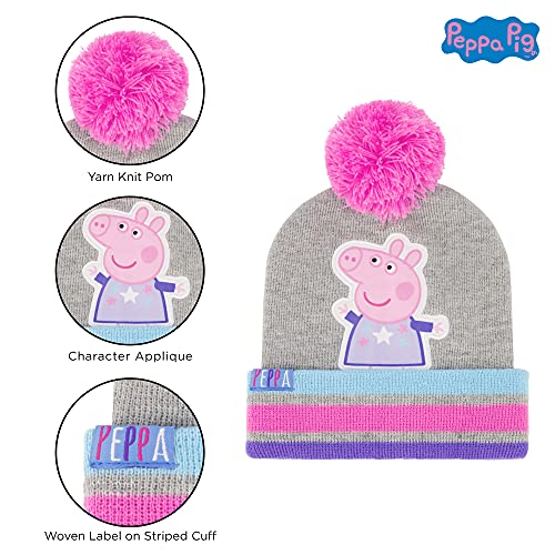 Hasbro Girls Winter Accessory And Mittens Set, Peppa Pig Toddler Beanie For Ages 2-4 Cold Weather Hat, Grey/Pink, 2-4T Us #TOP3