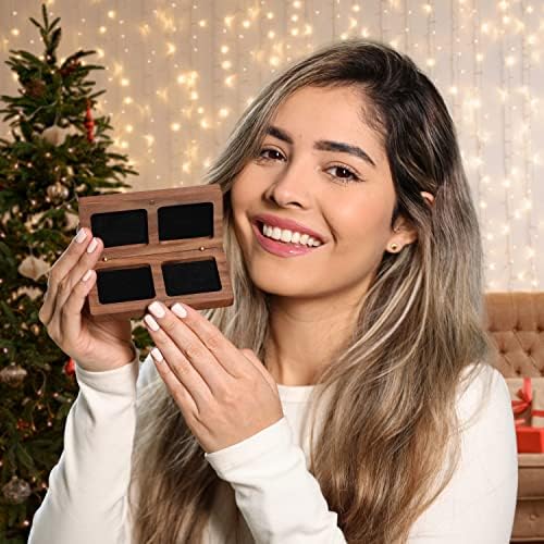 Prazoli Ring Box for Wedding Ceremony - Wooden Ring Bearer Box Wedding Accessories , Double Ring Boxes for Two Rings Case , Rustic Keepsake Wedding Ring Holder , Small His and Hers Ring Box For Couple