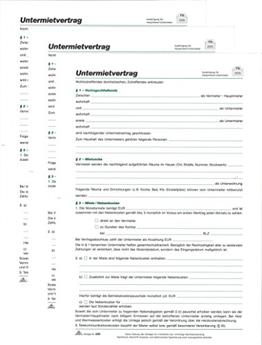 Preisvergleich Produktbild Mietvertrag RNK geprüft (3 Stück, Untermiete)