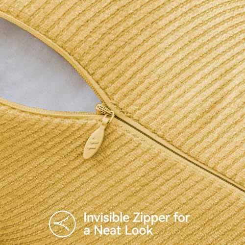 Image of a moment Pack of 2 Decorative Chenille Throw Pillow Covers with Twill Cushion Covers for Sofa Living Room Couch Bed 22x22 Inch Mustard Yellow
