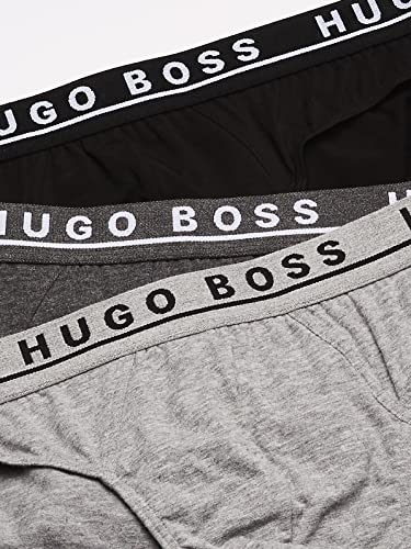 Boss Men's 3-Pack Classic Regular Fit Stretch Briefs, Gray/Charcoal/Black, M #TOP1