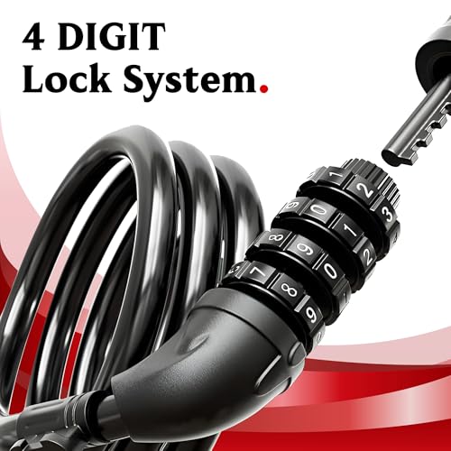 Image of Autofy 4 Digit Number Helmet Lock 12mm Thickness Multipurpose Resettable Combination Cycle Lock Cycle Accessories Heavy Duty Anti-Theft Protection Luggage Cycle Accessories