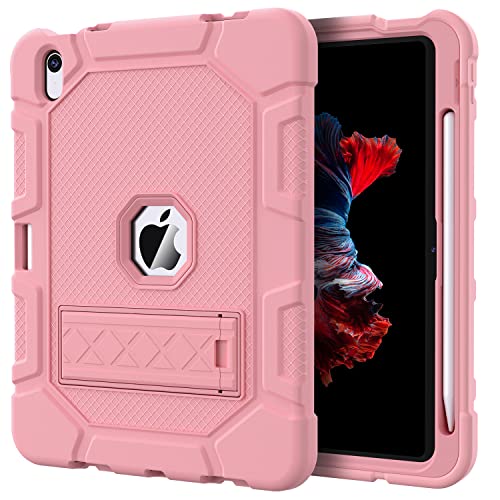 Image of Case for iPad (A16) 11th Generation 11 Inch 2025 / iPad 10th Generation 10.9 Inch 2022, [Built-in Pencil Holder] Heavy Duty Shockproof Rugged Protective Case, Rose Gold2