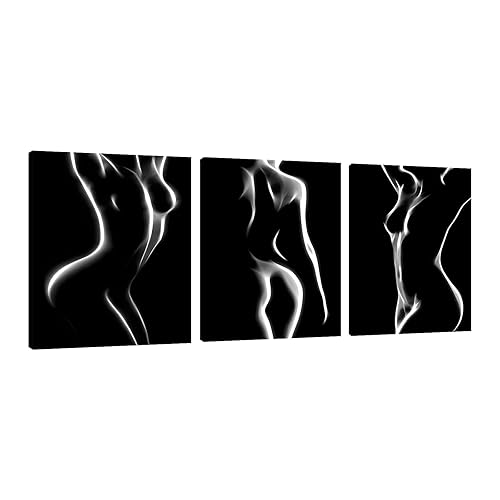 MAMAGO Minimalist Sexy Canvas Wall Art 3 Piece Black White