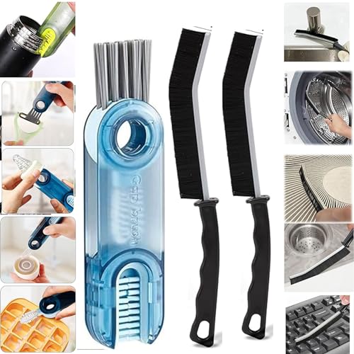 Image of 3 in 1 Multifunctional Cleaning Brush, Gap Cleaning Brush Multifunctional Cleaning Brush (Multi Color pak of 3)
